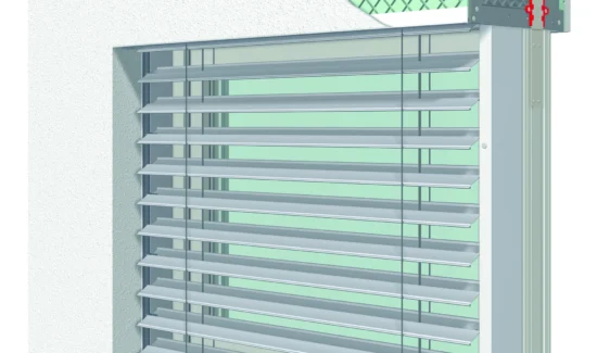 Außenjalousie mit integriertem Kasten im Wandaufbau